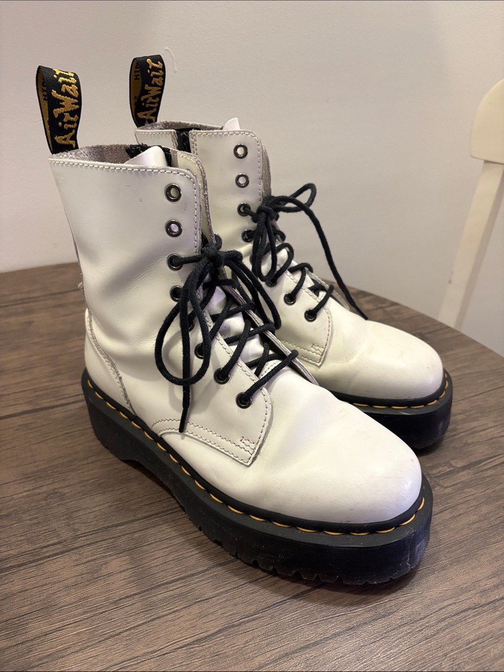 Dr. Marten White Jadon Platform Lace-Up Women's Boots
